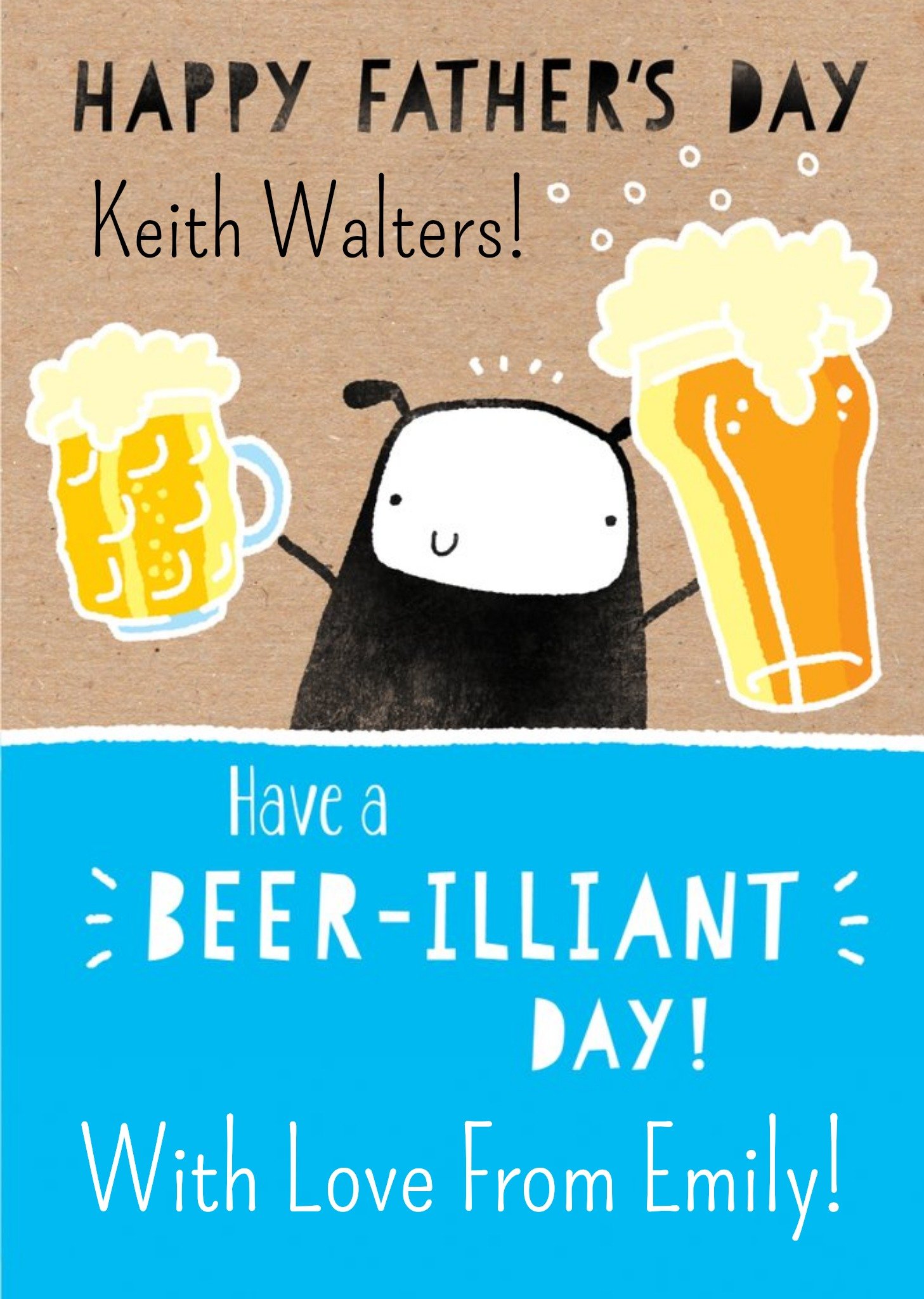 Moonpig Cute Illustration Of A Sheep Holding Beers Beer Illiant Day Personalised Fathers Day Card, L