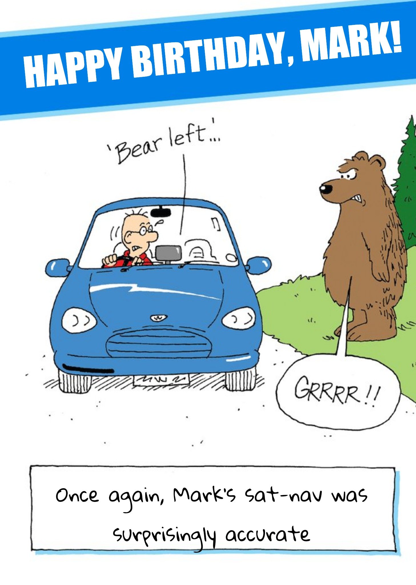 Moonpig Bear Left Funny Caption Personalised Happy Birthday Card, Large
