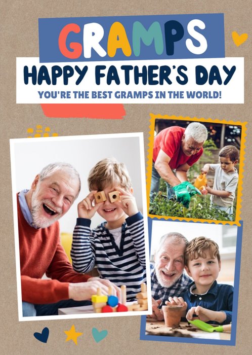 Modern Photo Upload Collage Best Gramps Father's Day Card