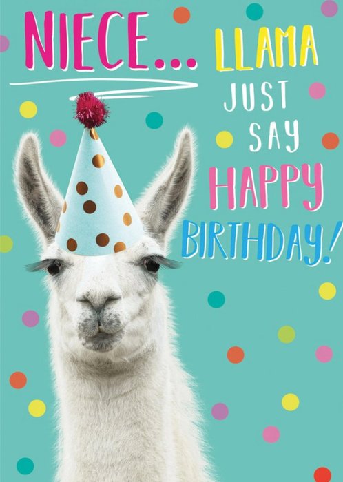 Niece Llama Just Say Happy Birthday Card