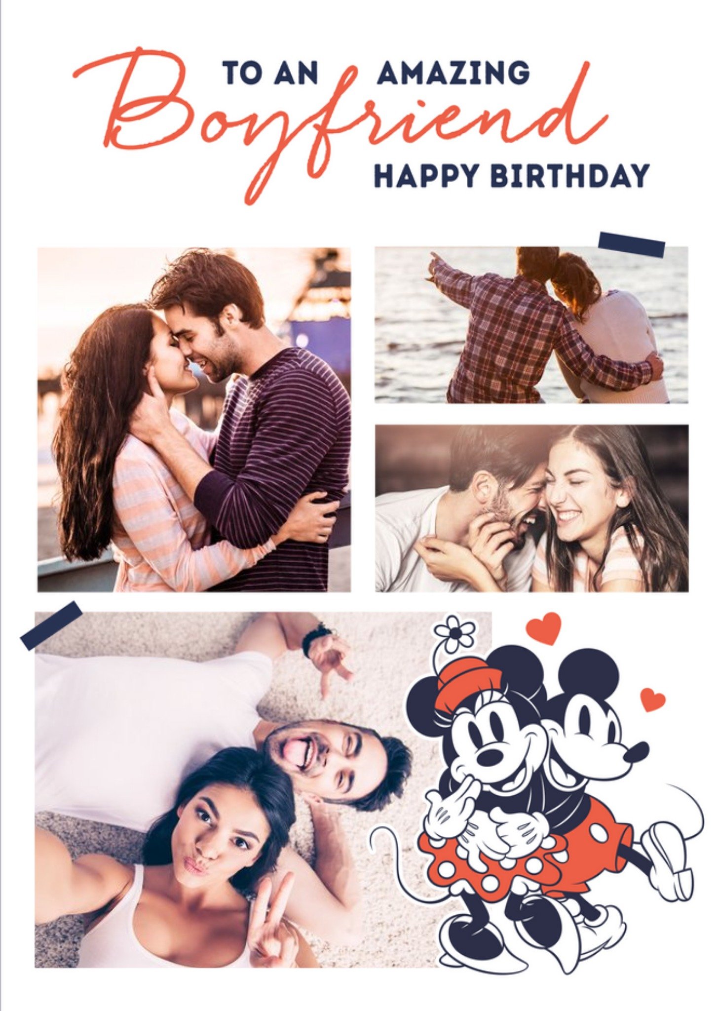Mickey Mouse Mickey & Minnie Mouse Amazing Boyfriend Photo Upload Birthday Card Ecard