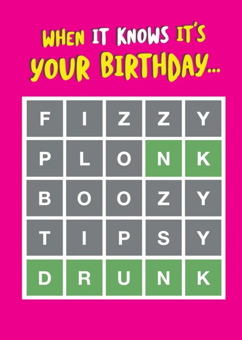 Word Game Funny When It Knows Birthday Card