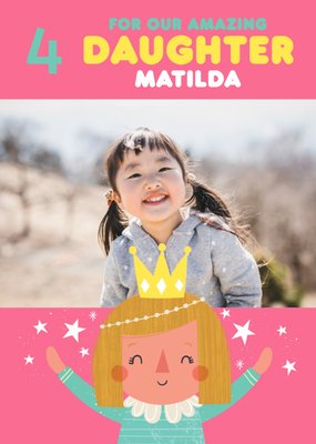 Cute photo upload illustrative Princess Birthday Card  