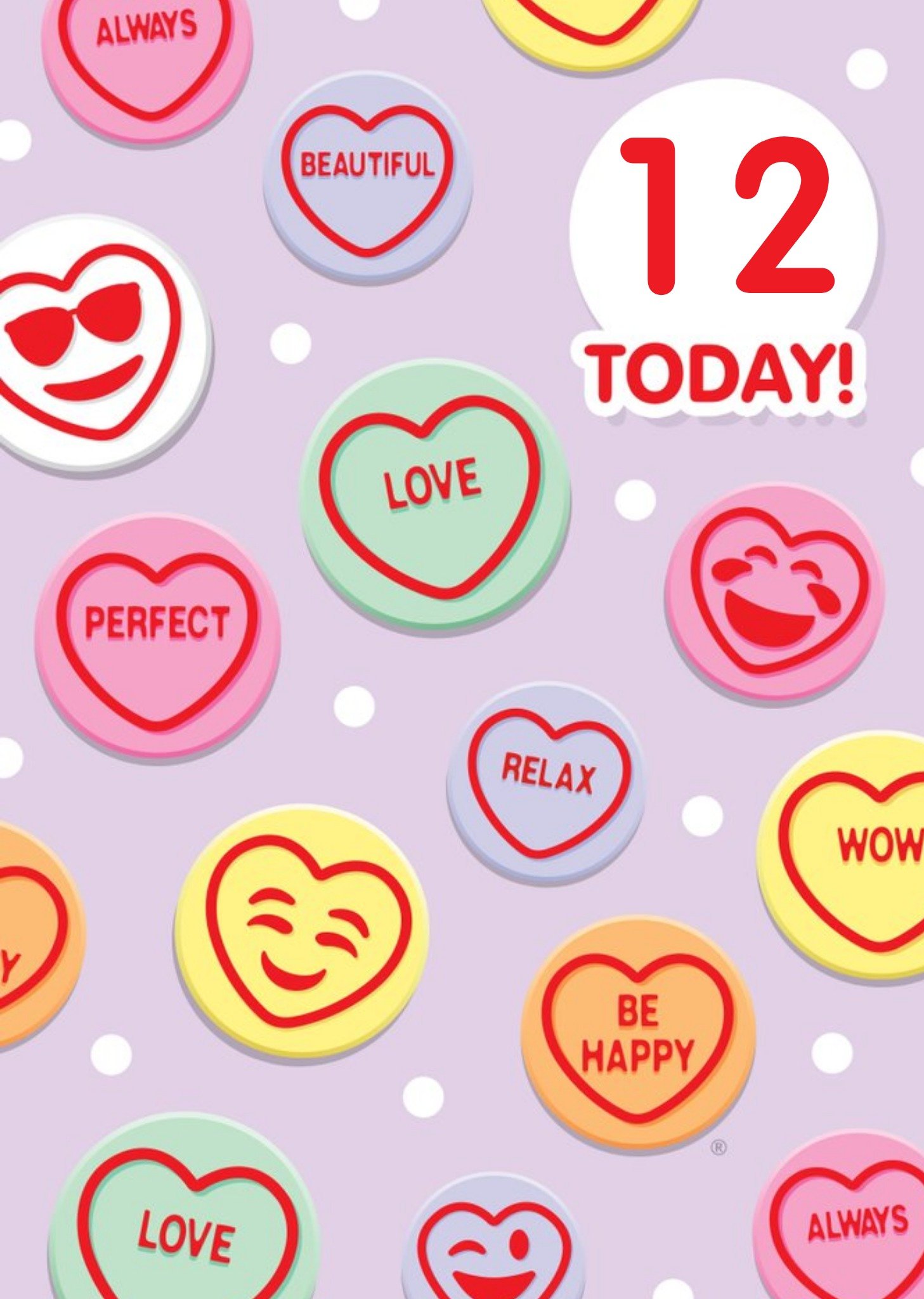 Swizzels Love Hearts 12 Today Birthday Card, Large