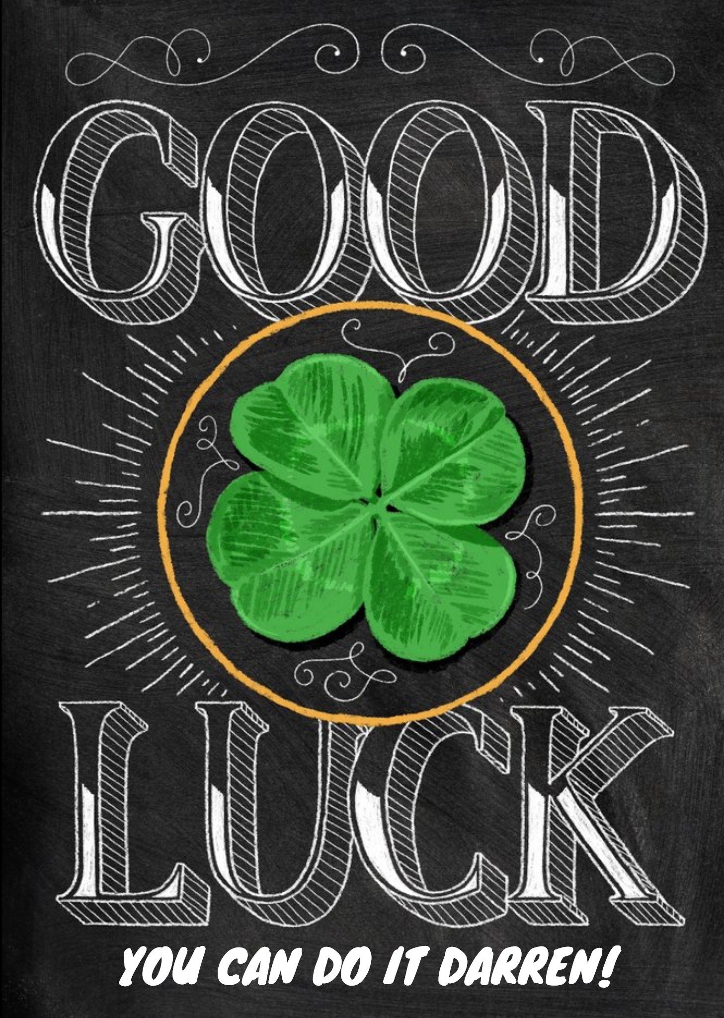 Moonpig Big Chalk Letters Personalised Good Luck Card, Large