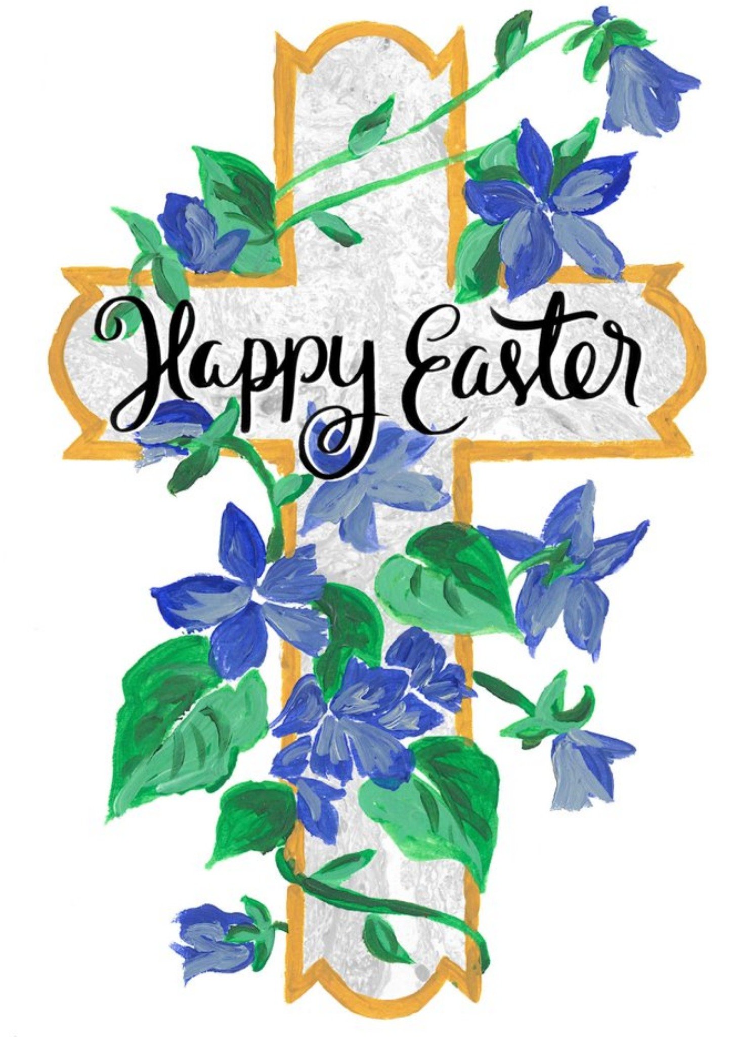 Cross And Bluebells Personalised Happy Easter Card Ecard