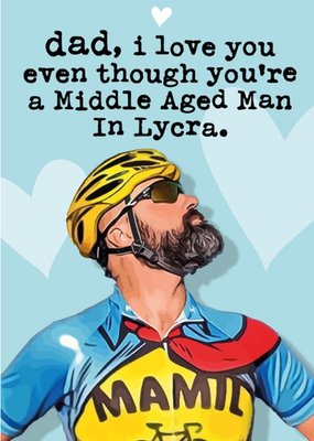 Colourful Illustration Of A Cyclist Wearing Lycra Father's Day Card