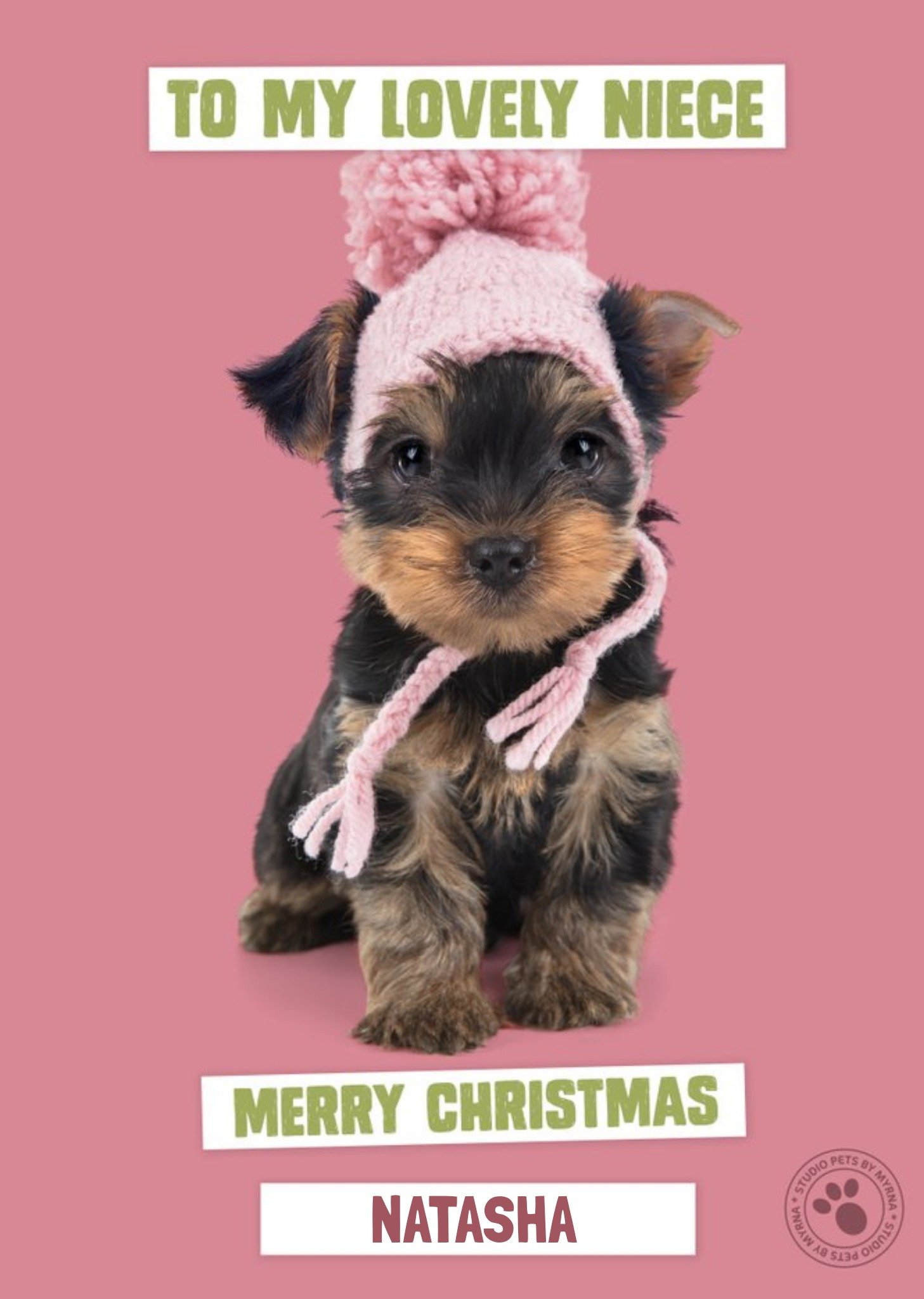 Studio Pets To My Lovely Niece Merry Christmas Ecard