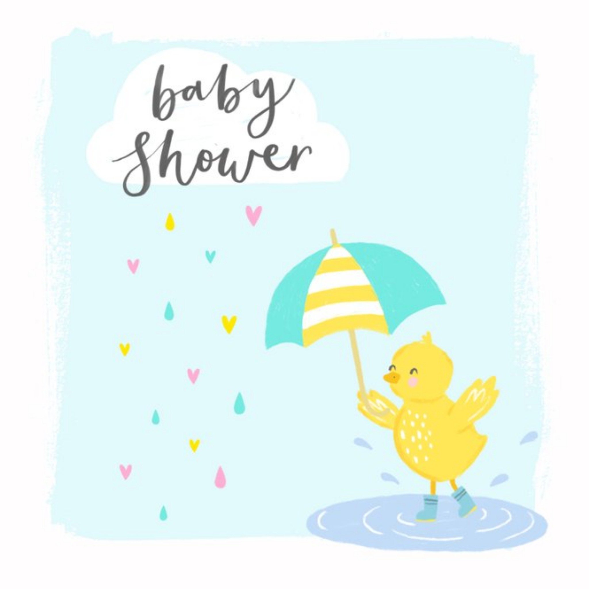 Cute Illustrated Baby Chick Baby Shower Card, Square