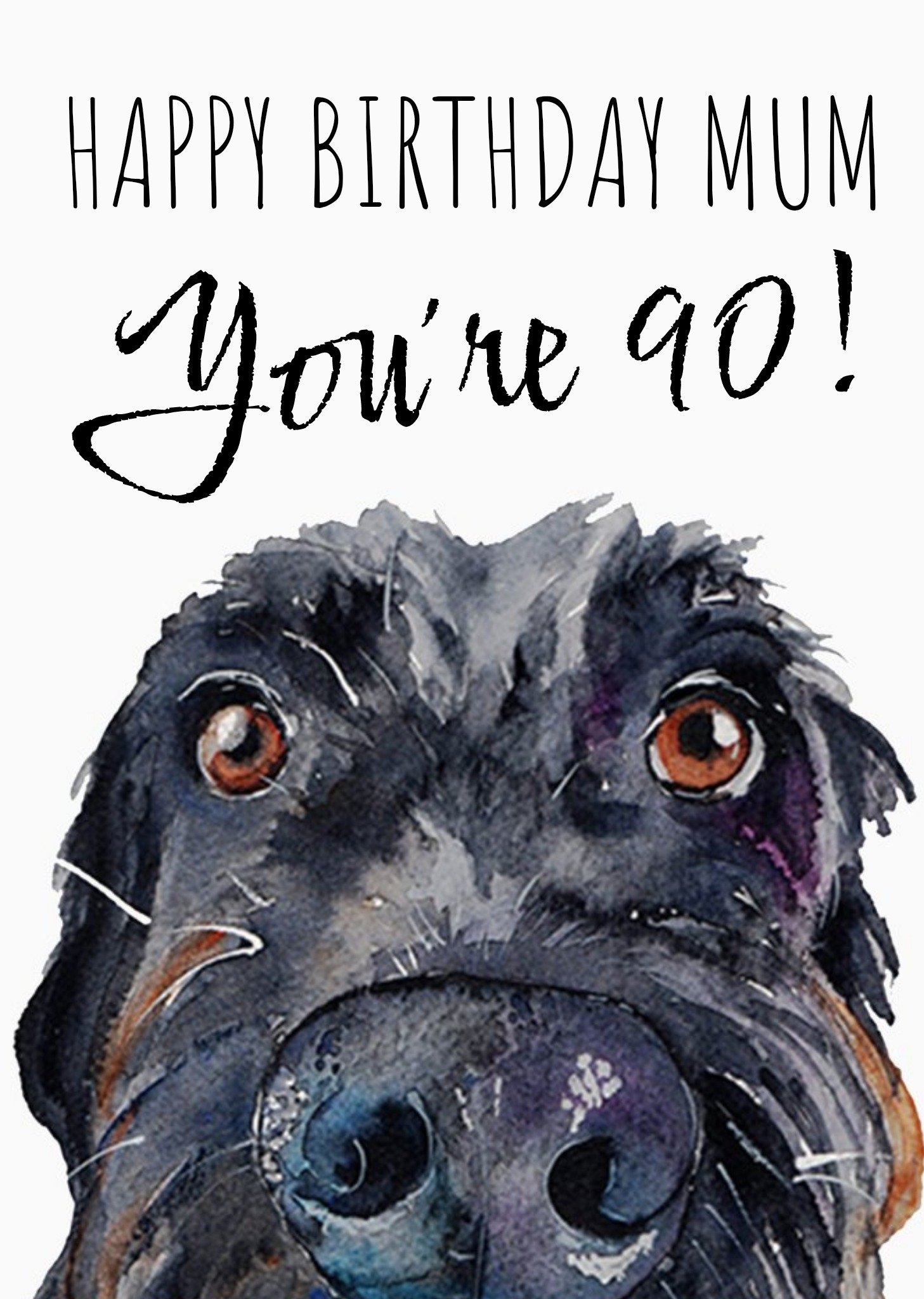 Labradoodle Dog Watercolour Illustration Personalised Birthday Card Ecard