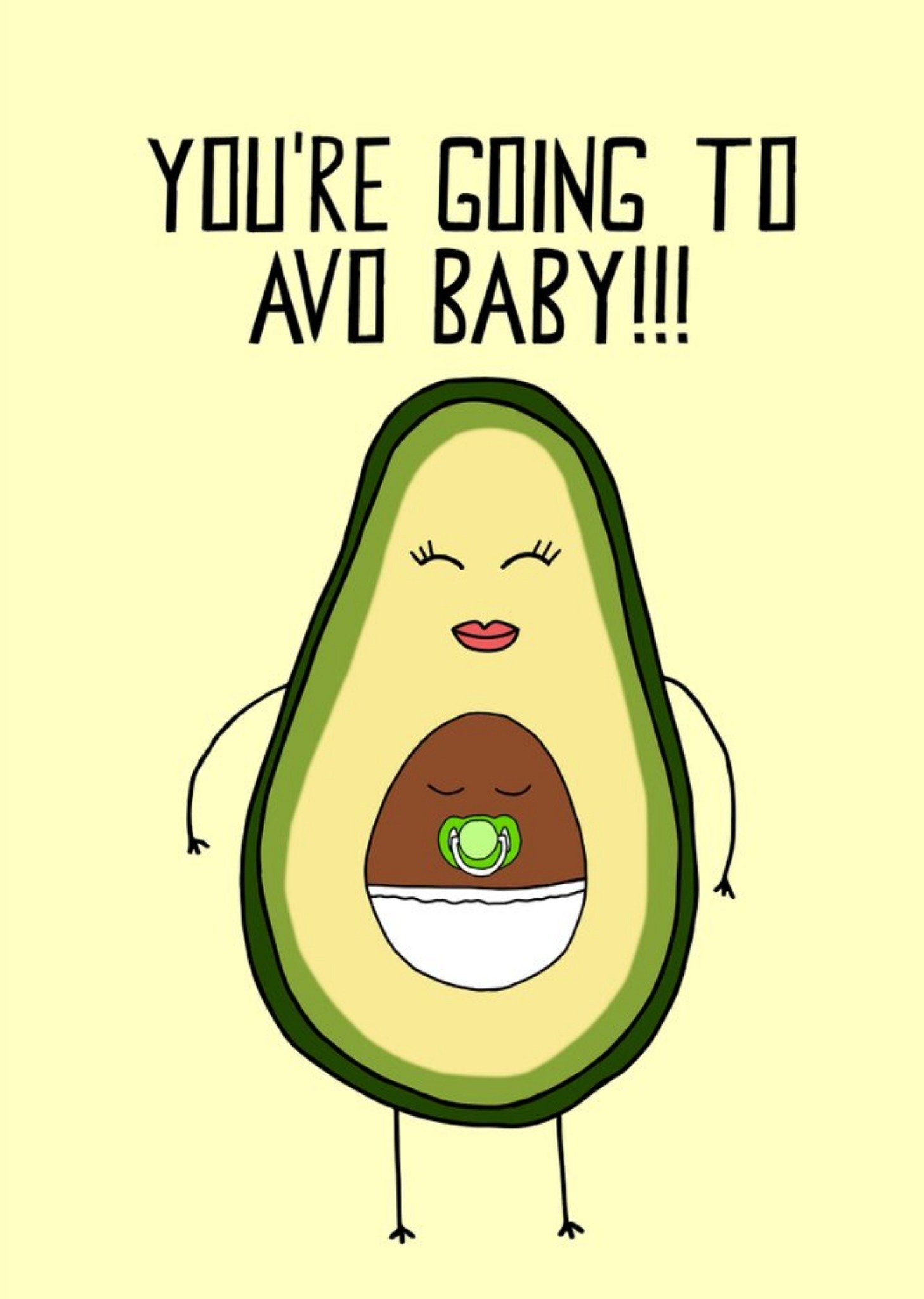 Moonpig Pearl And Ivy Illustrated Avocado Punny New Baby Card, Large