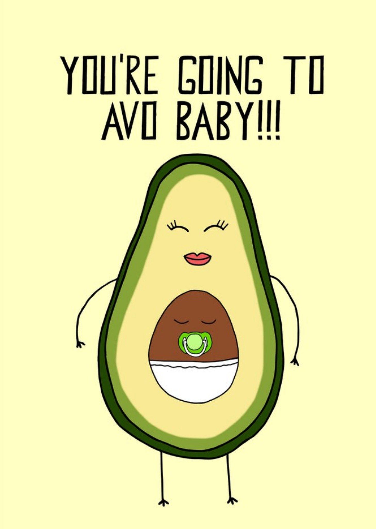 Pearl And Ivy Illustrated Avocado Punny New Baby Card Ecard