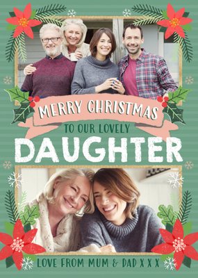 Merry Christmas To Daughter Photo Upload Card