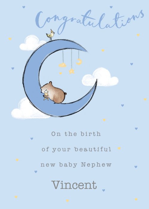 Clintons Illustration Moon Cute New Baby Card