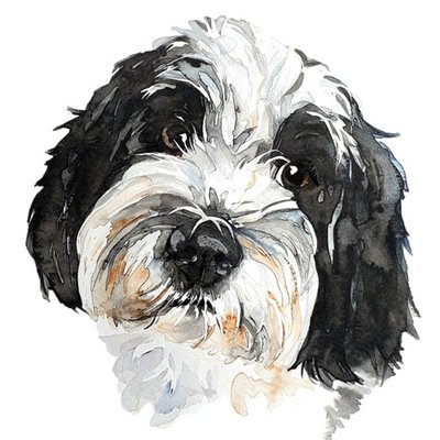 Illustrated Watercolour Dog Terrier Just A Note Card