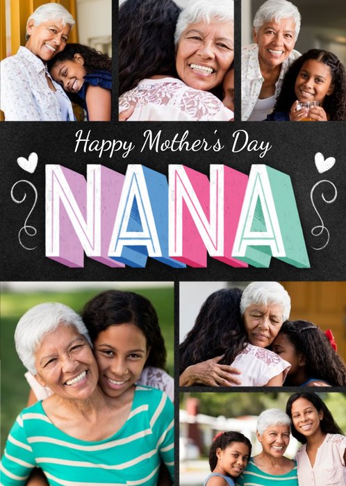 Colourful Typographic Nana Mother's Day Photo Upload Card