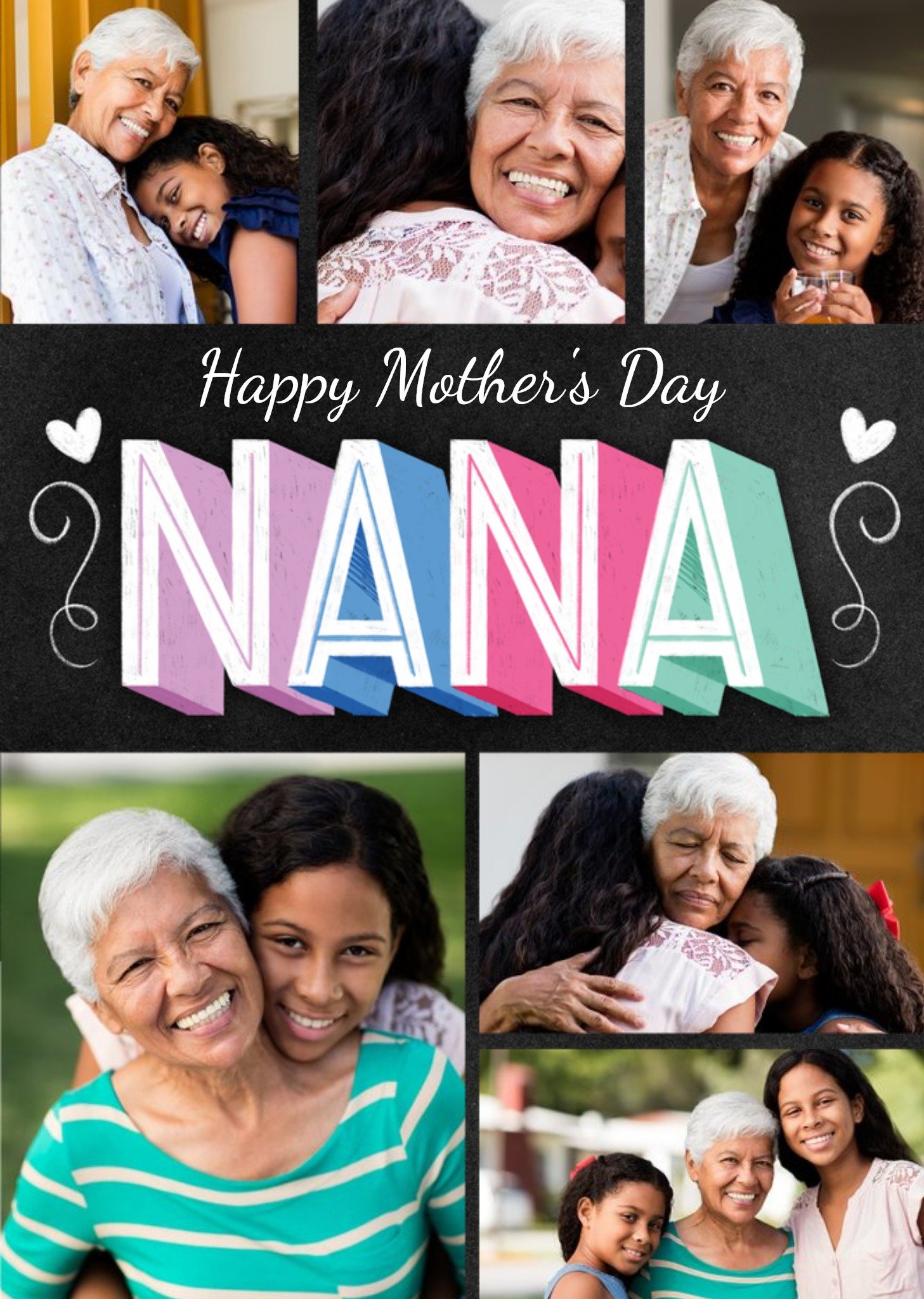 Colourful Typographic Nana Mother's Day Photo Upload Card