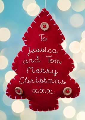 Felt Tree Ornament Personalised Christmas Card