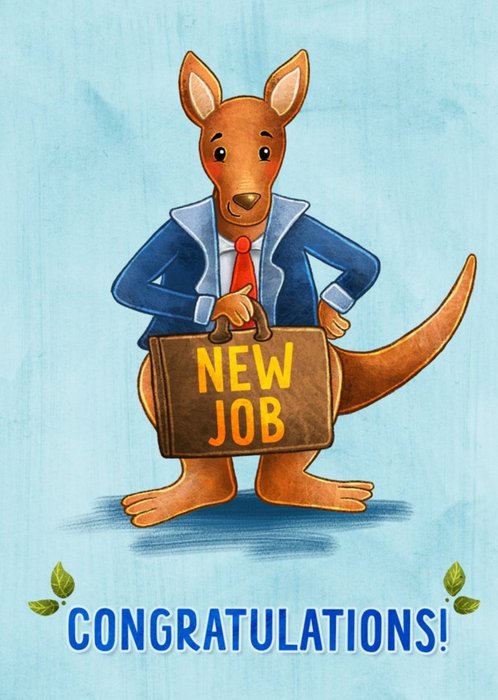 Illustration Of A Kangeroo In A Suit Holding A Briefcase New Job Congratulations Card