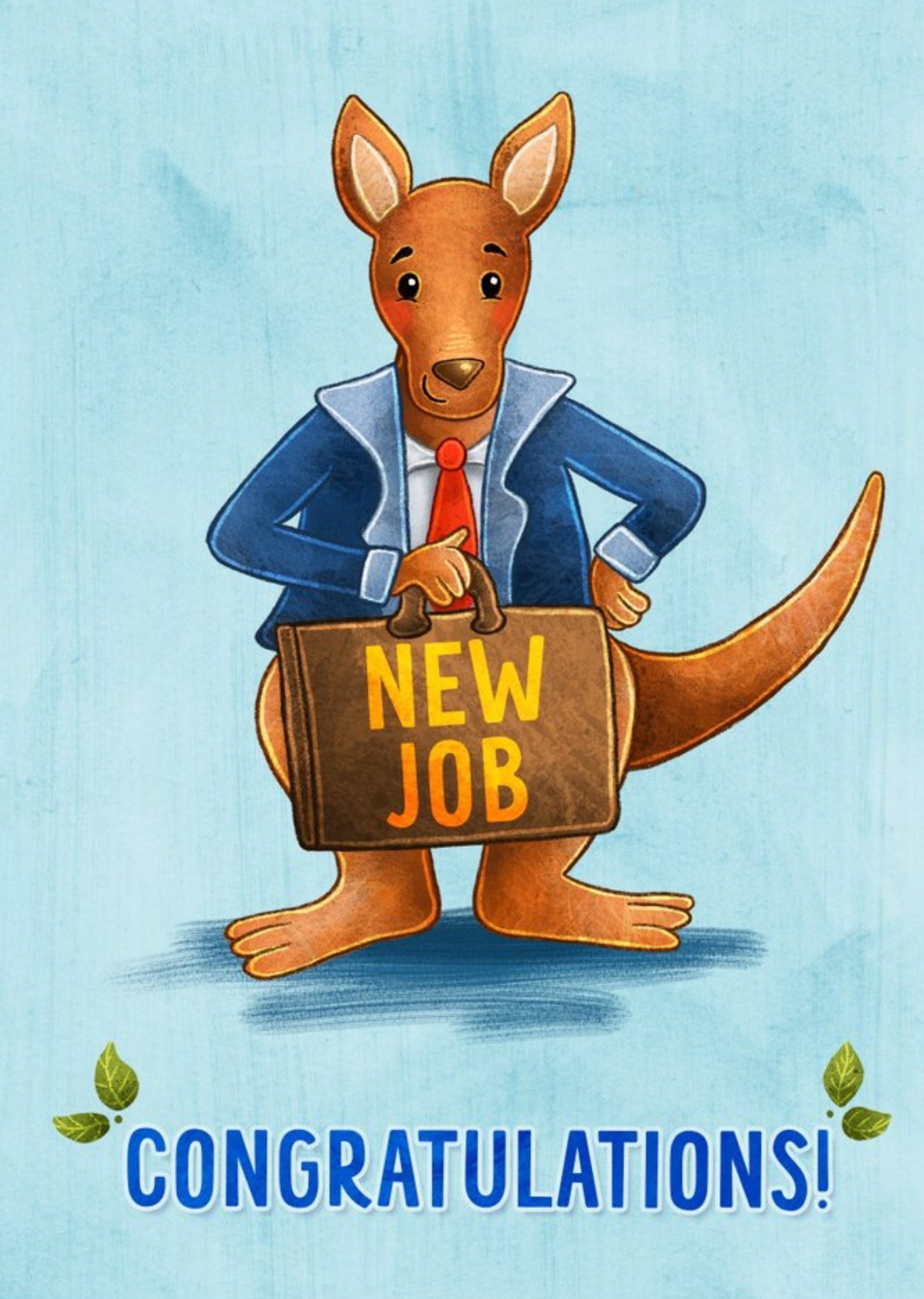 Illustration Of A Kangeroo In A Suit Holding A Briefcase New Job Congratulations Card Ecard