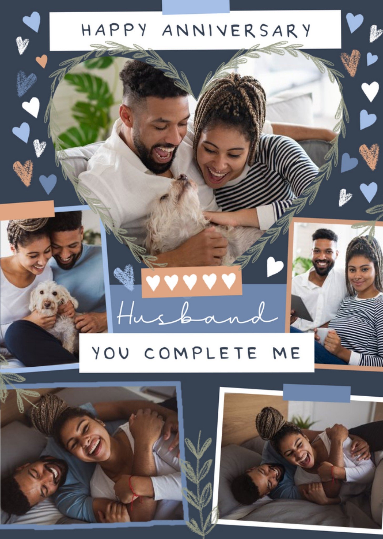 Moonpig Husband You Complete Me Anniversary Photo Upload Card, Large