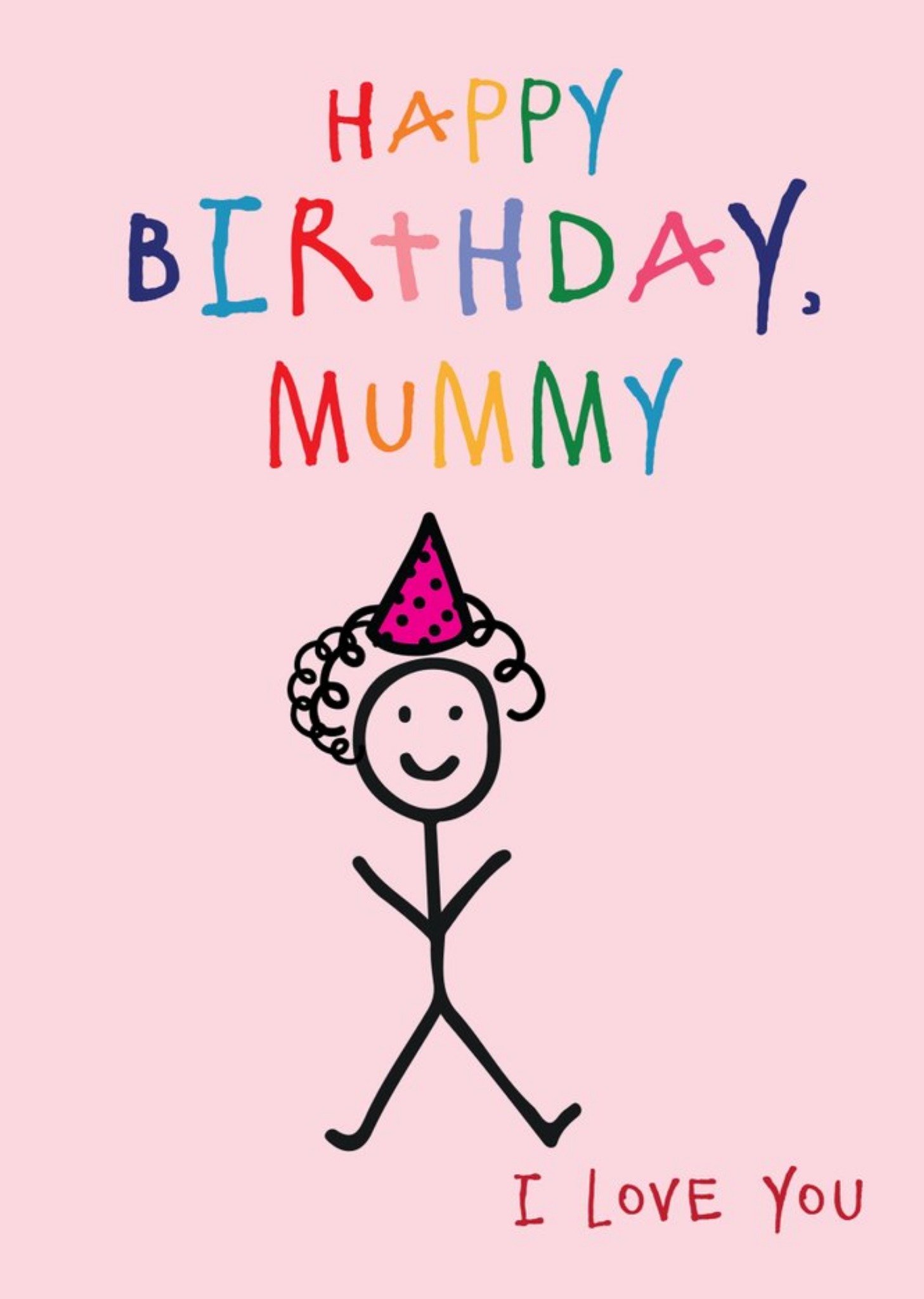 Moonpig Anoela Stick Man Doodle Happy Birthday Mummy Card, Large