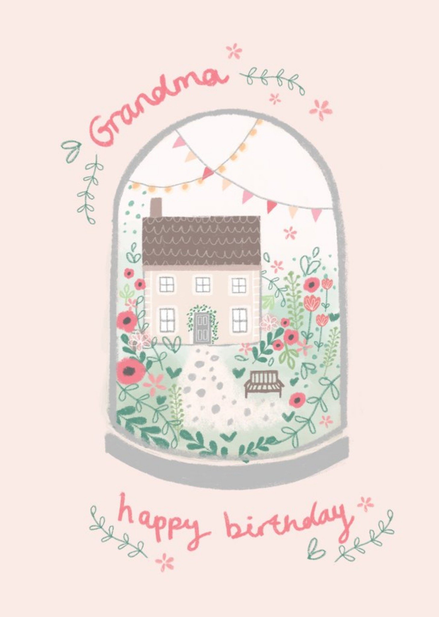 Illustrated Cottage And Flowers Birthday Card Ecard