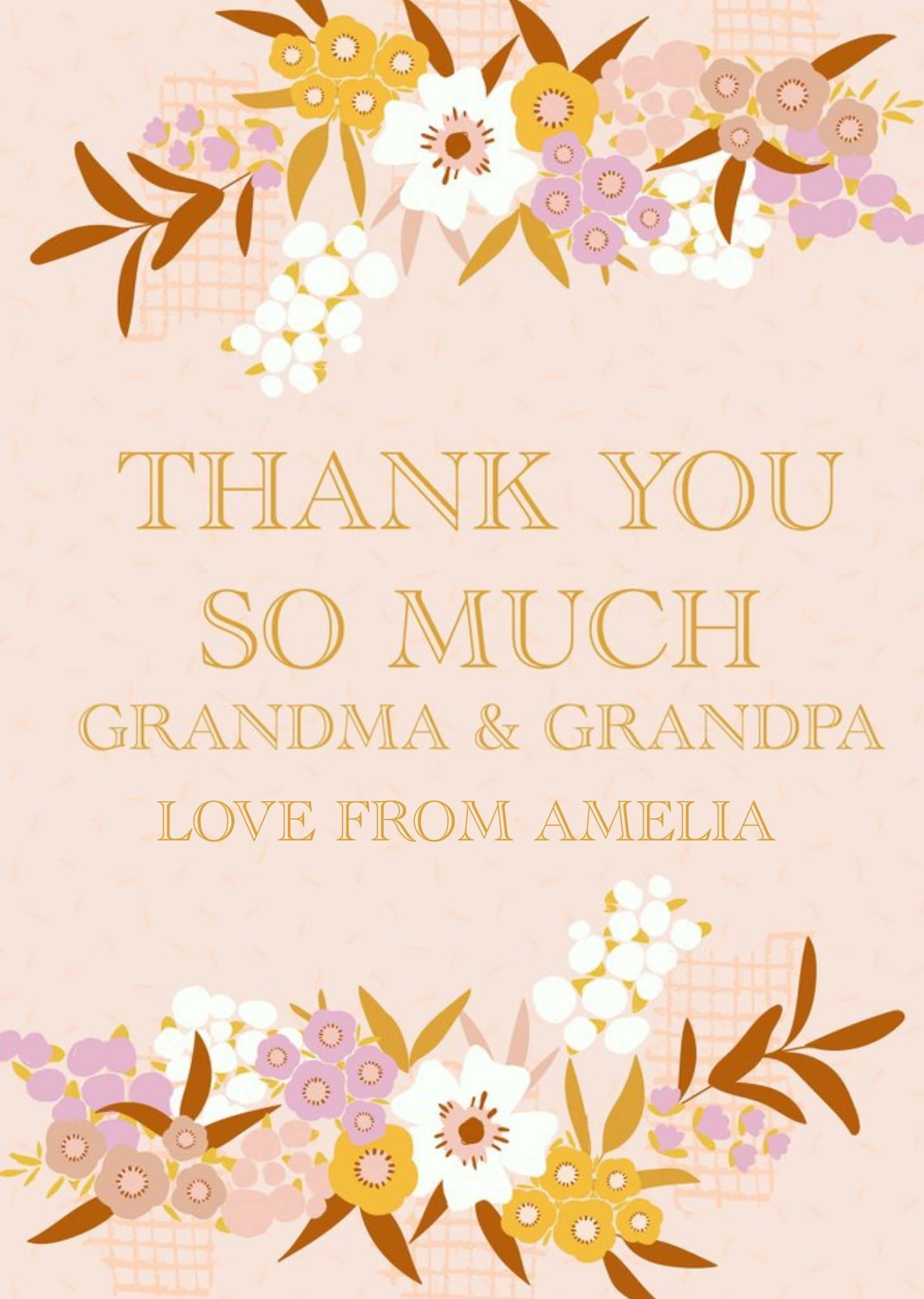 Moonpig Lemon Ribbon Thank You Granny Grandad Floral Special Occasion Card, Large