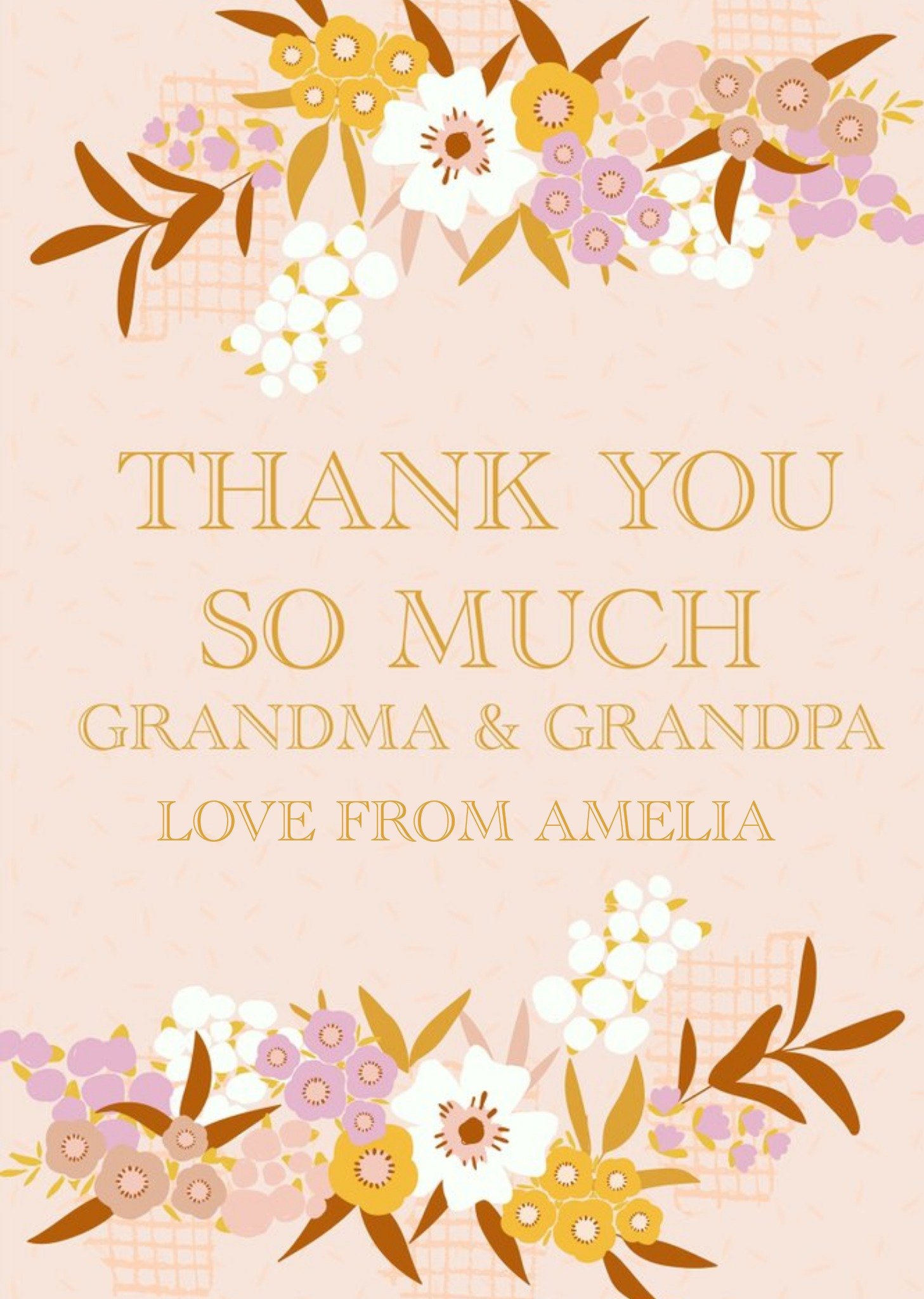 Lemon Ribbon Thank You Granny Grandad Floral Special Occasion Card