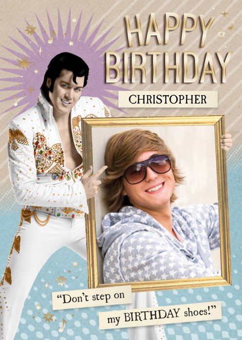 Elvis Personalised Photo Upload Happy Birthday Card