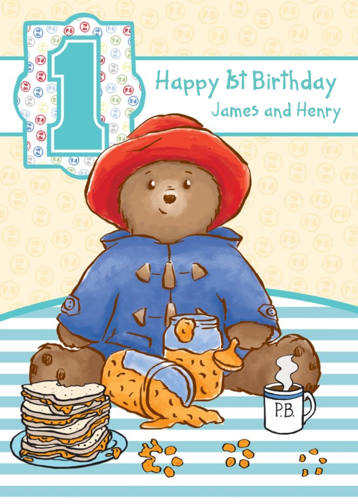 Little Paddington Bear Personalised Happy 1st Birthday Card Ecard