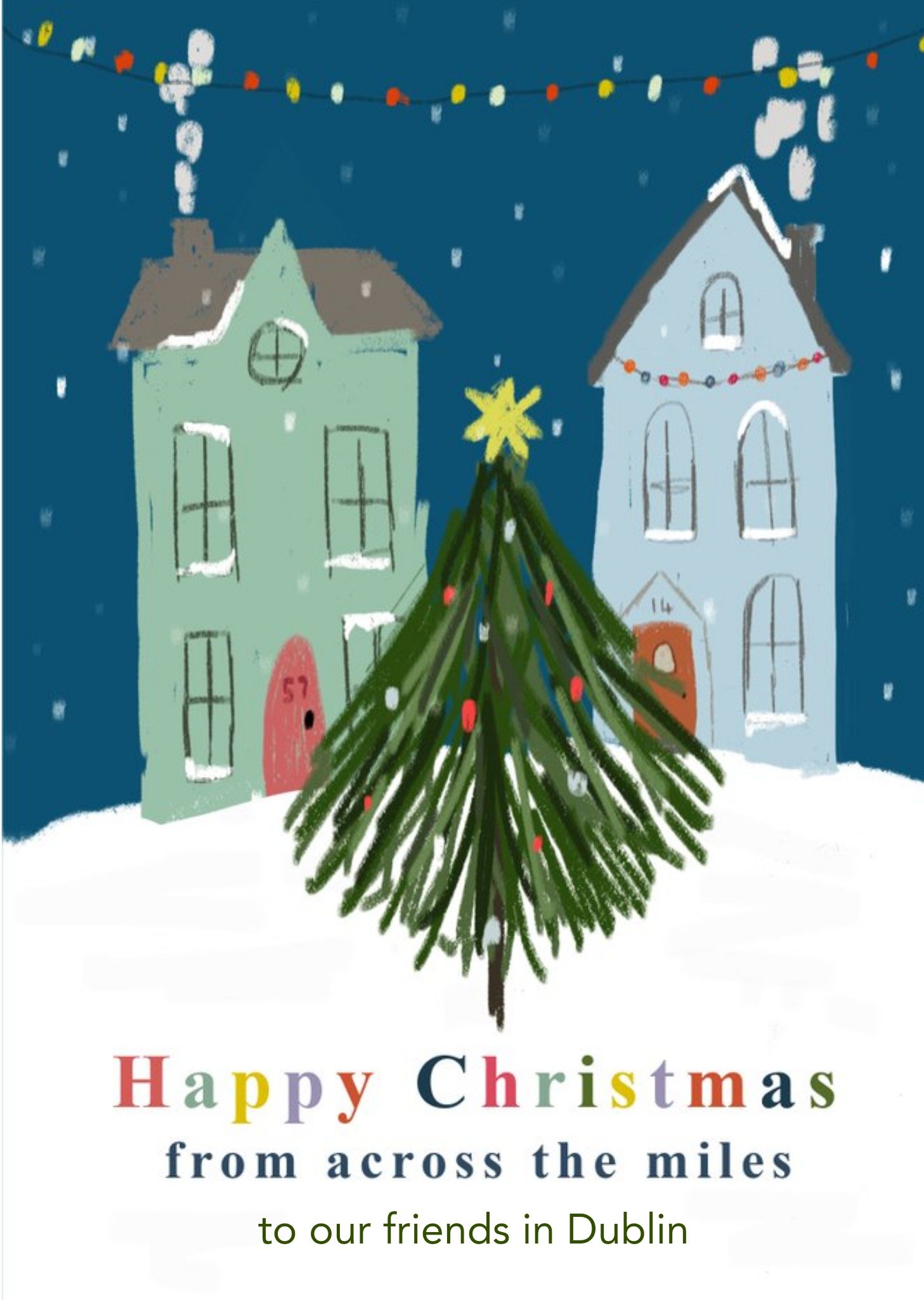 Moonpig Happy Christmas From Across The Miles Illustrated Card Ecard