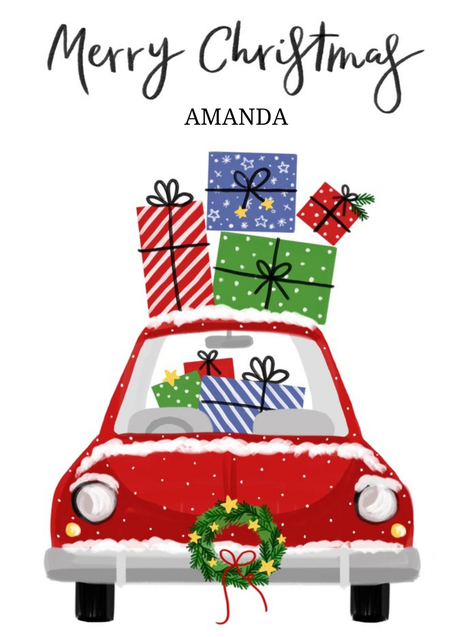 Okey Dokey Design Christmas Wishes Car And Presents Card, Large