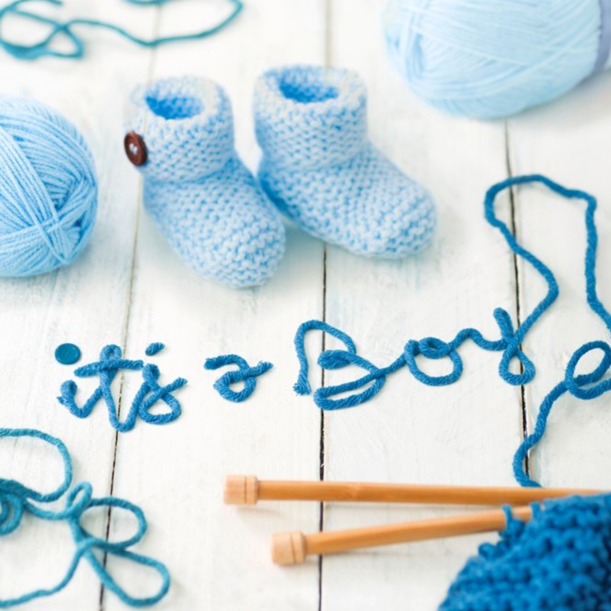 Photographic Blue New Baby Boy Card, Square