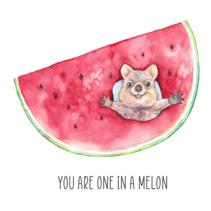 Watercolour By Cat Water Melon Pun Just A Note Card