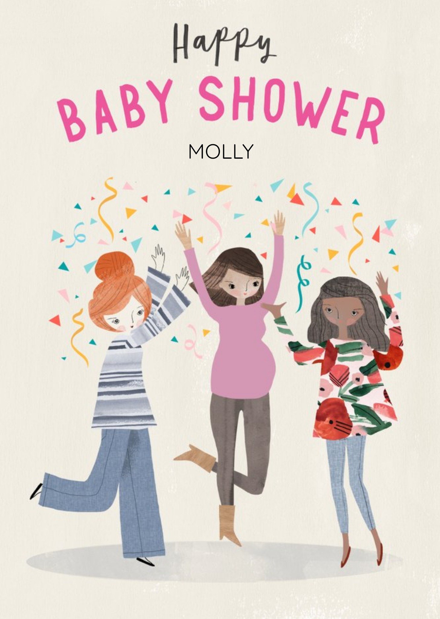 Moonpig Illustrative Happy Baby Shower Card Ecard