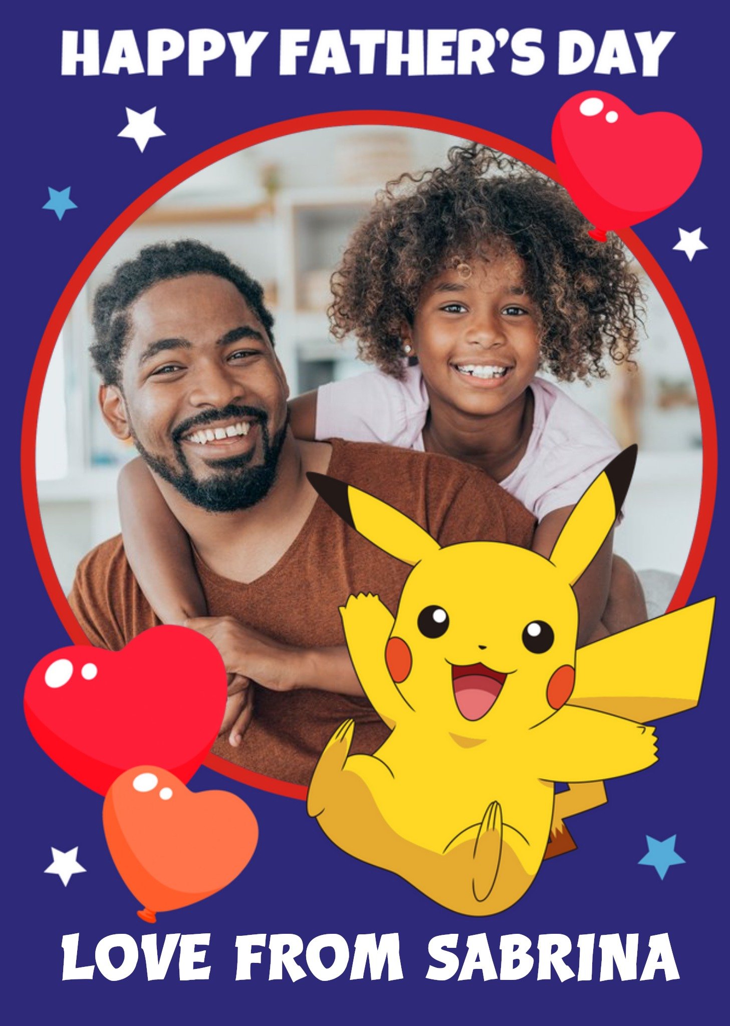 Moonpig Pokemon Pikachu Photo Upload Happy Father's Day Card Ecard