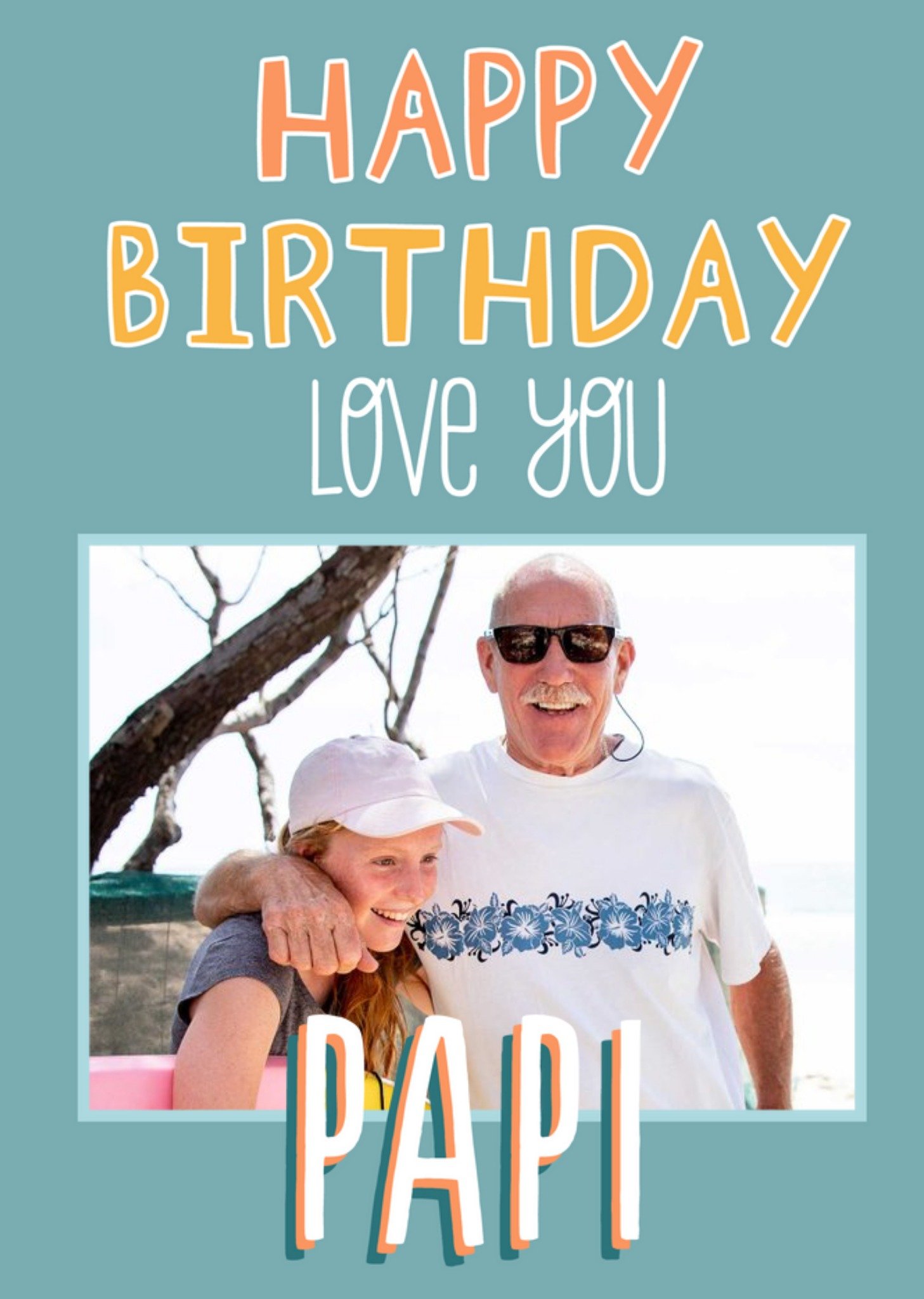 Photo Frame On A Teal Background Wth Fun And Vibrant Text Grandad's Photo Upload Birthday Card Ecard