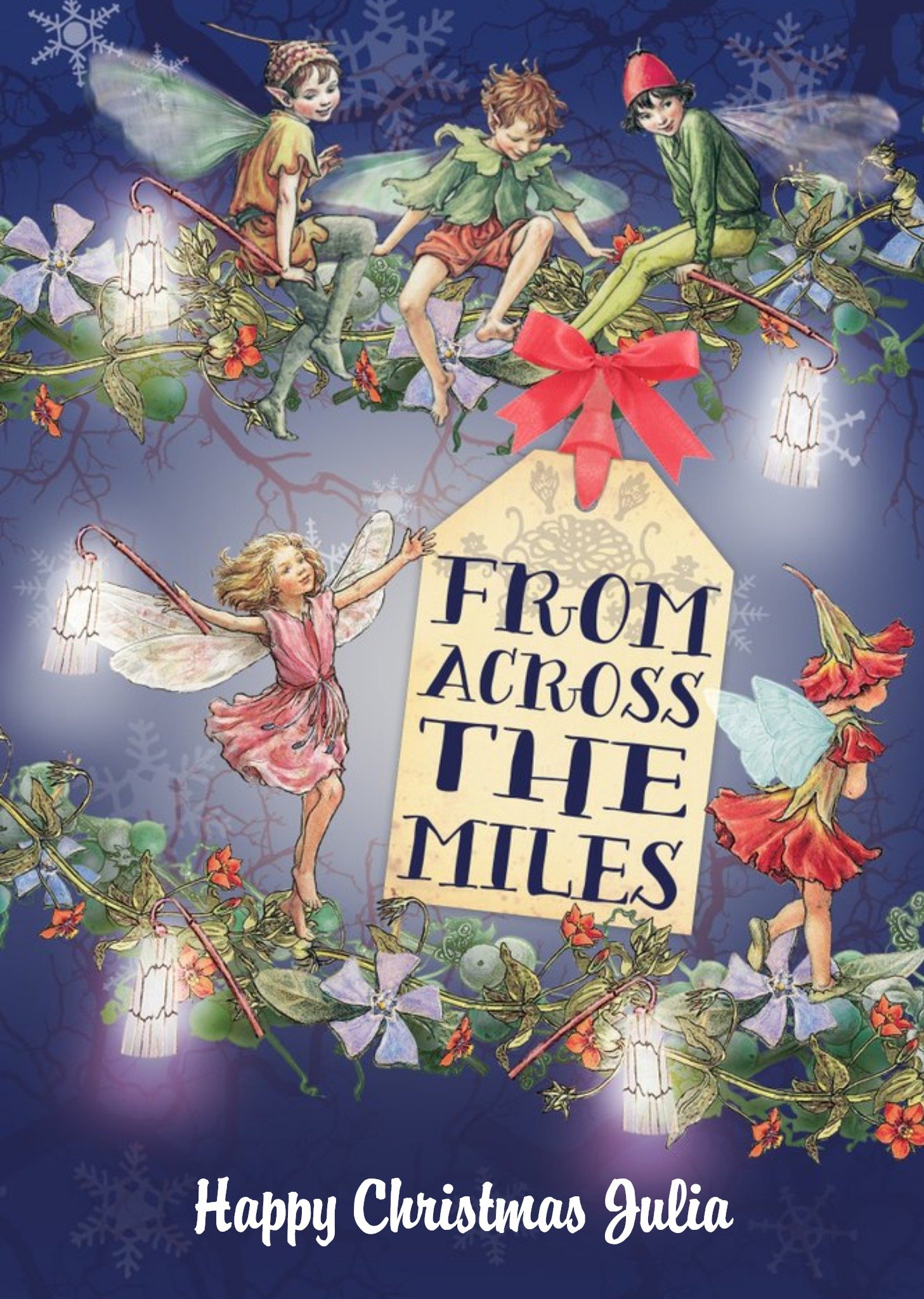 Flower Fairies From Across The Miles Personalised Happy Christmas Card Ecard