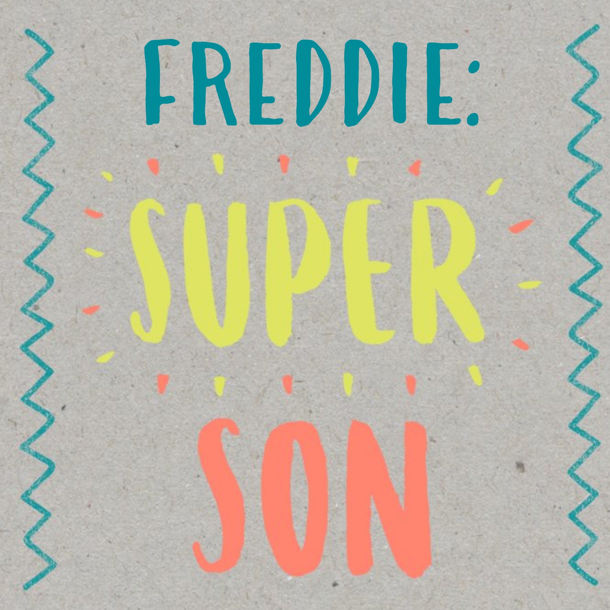 Neon Letters Personalised Name Super Soon Card, Square