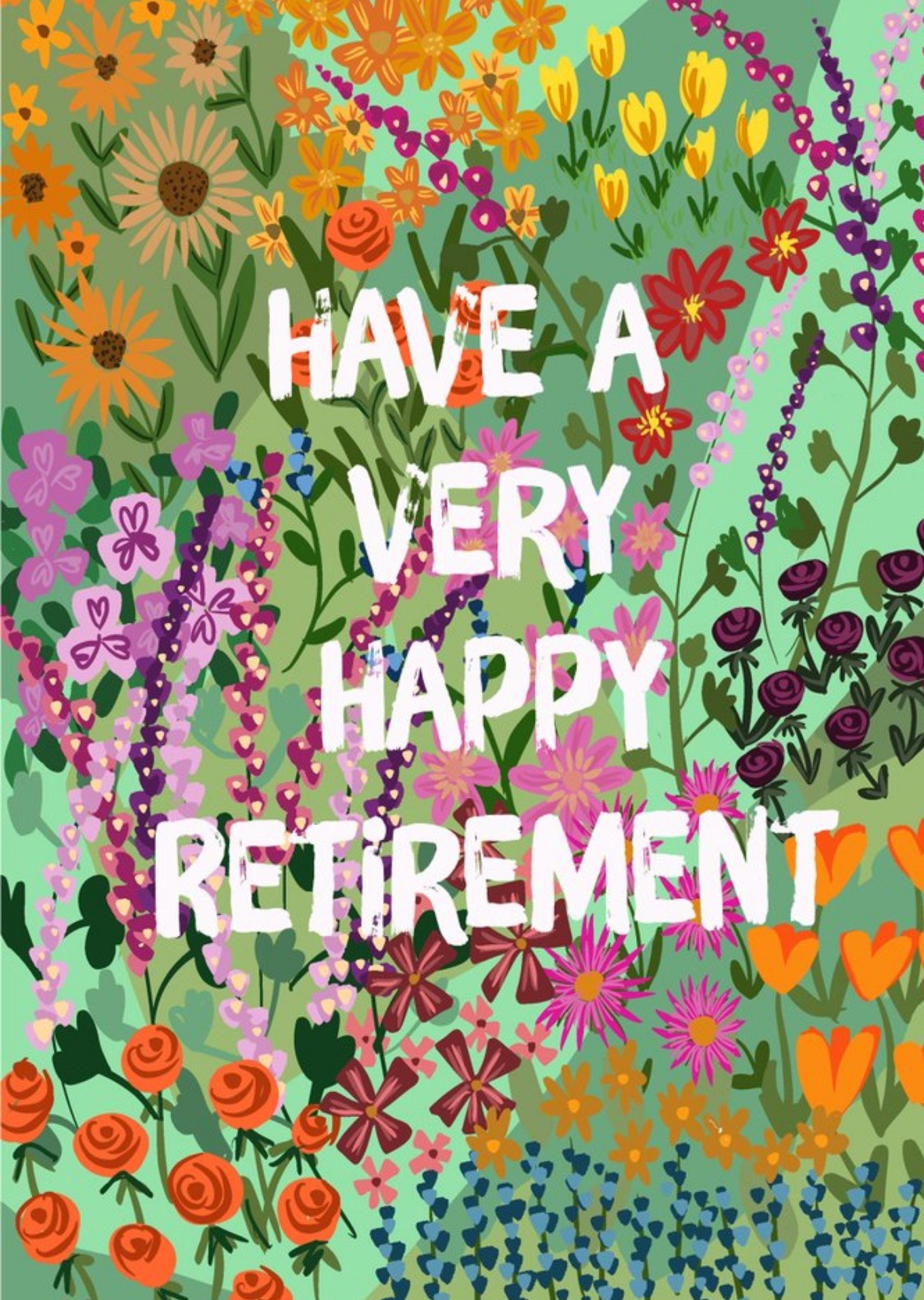 Lorna Syson Colourful Floral Retirement Card Ecard