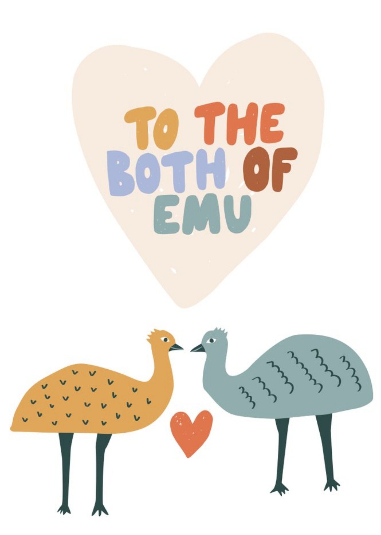 Love Hearts Beck Ng Illustration Anniversary Animals Australia Emu Card Ecard