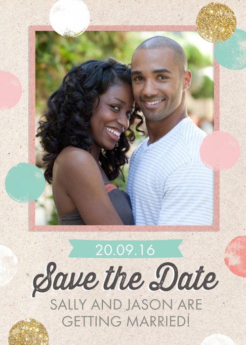 Colourful Polka Dot Save The Date Wedding Card
