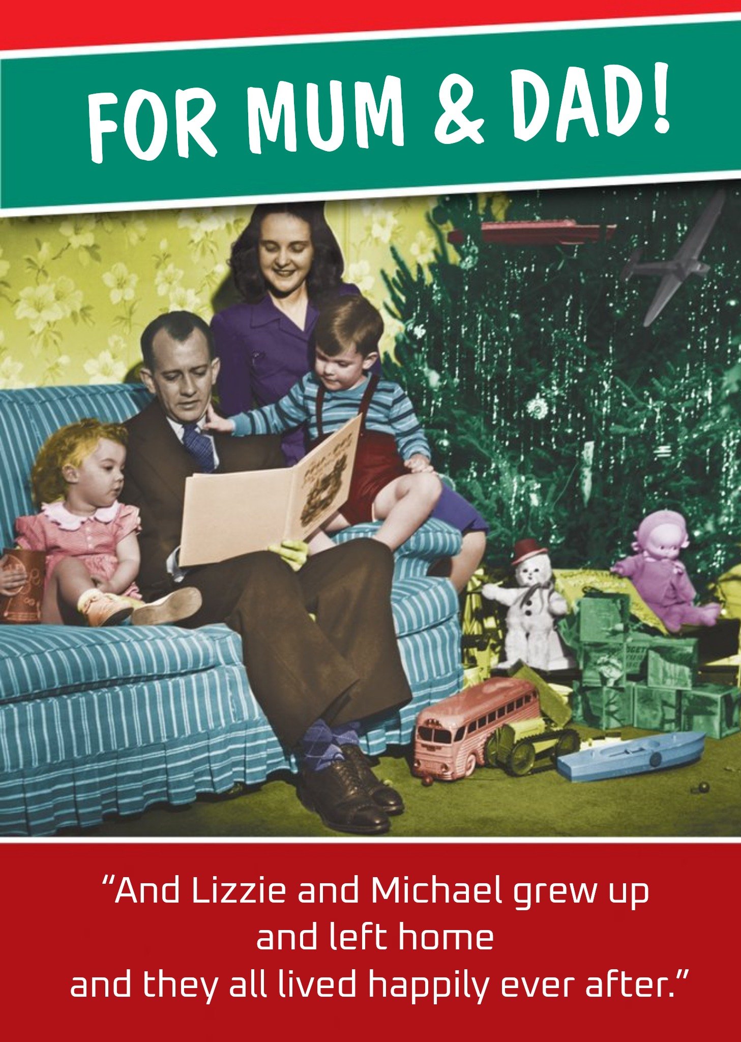 Moonpig Vintage Family Personalised Christmas Card Ecard