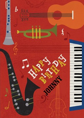 Musical Instruments Personalised Happy Birthday Card
