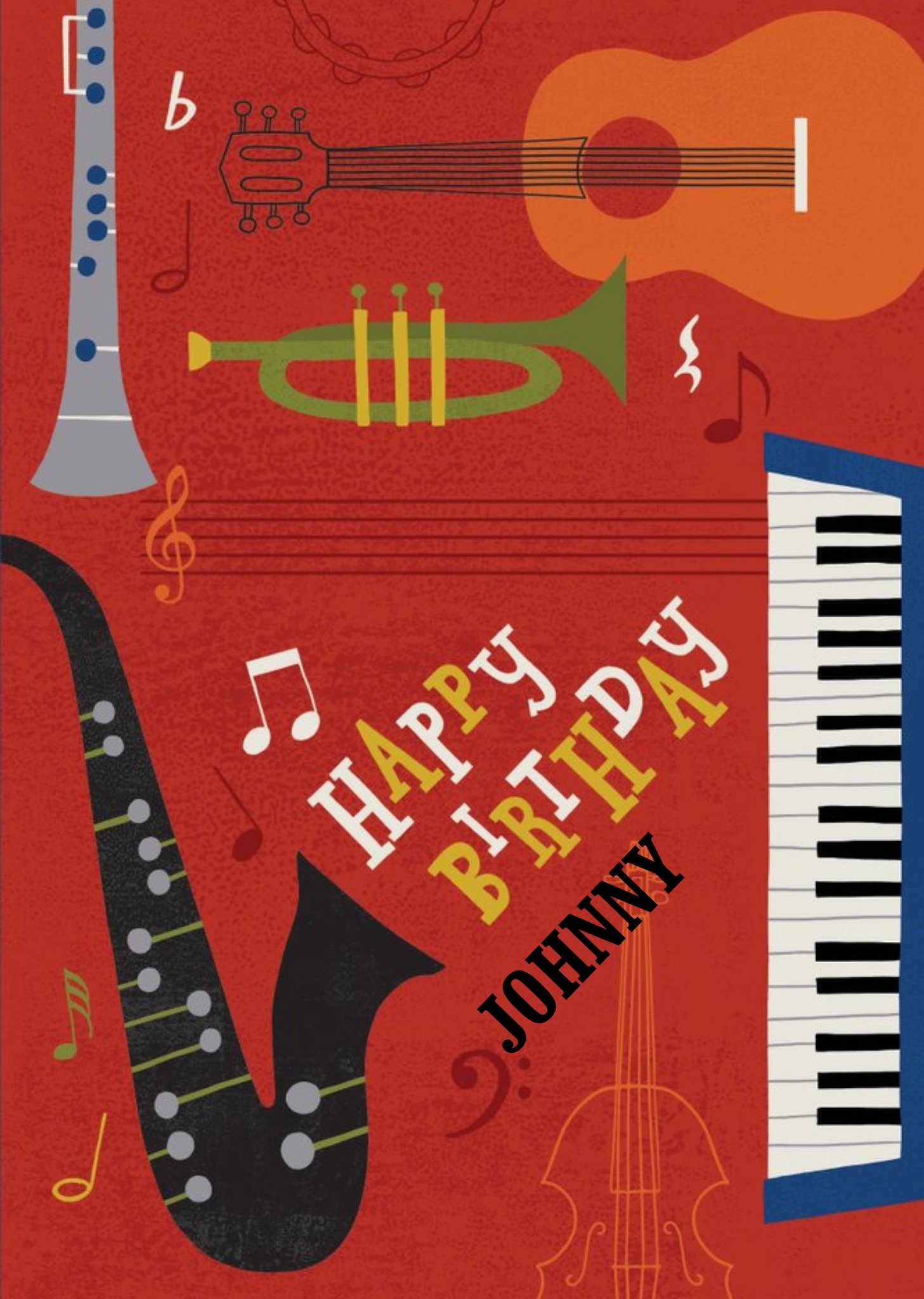 Moonpig Musical Instruments Personalised Happy Birthday Card, Large