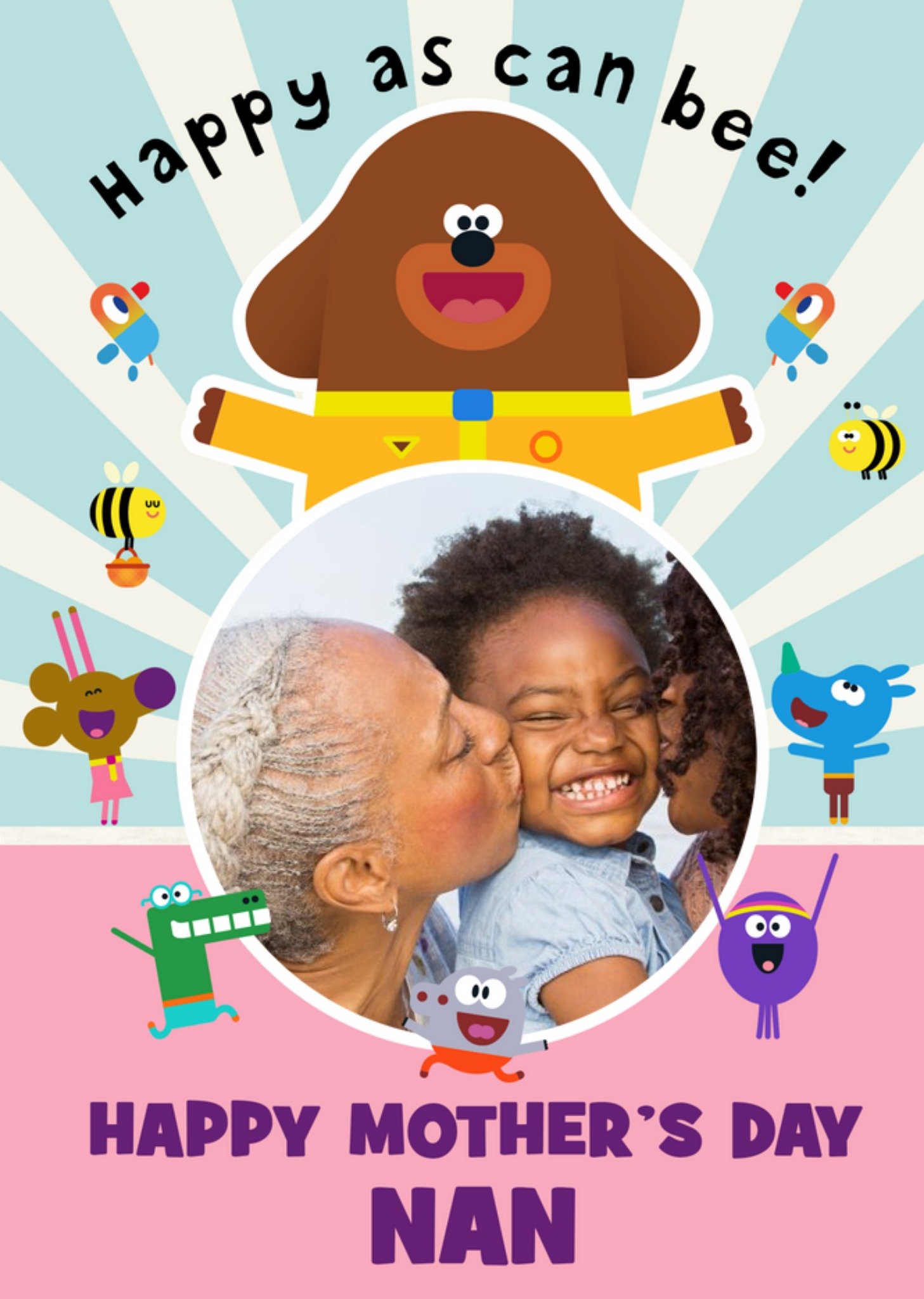 Bbc Hey Duggee Happy As Can Bee Nan Photo Upload Mother's Day Card