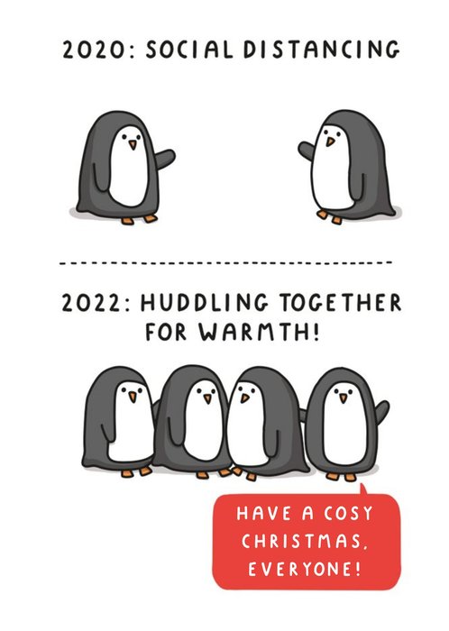 Illustration Of Penguins Humorous Christmas Card
