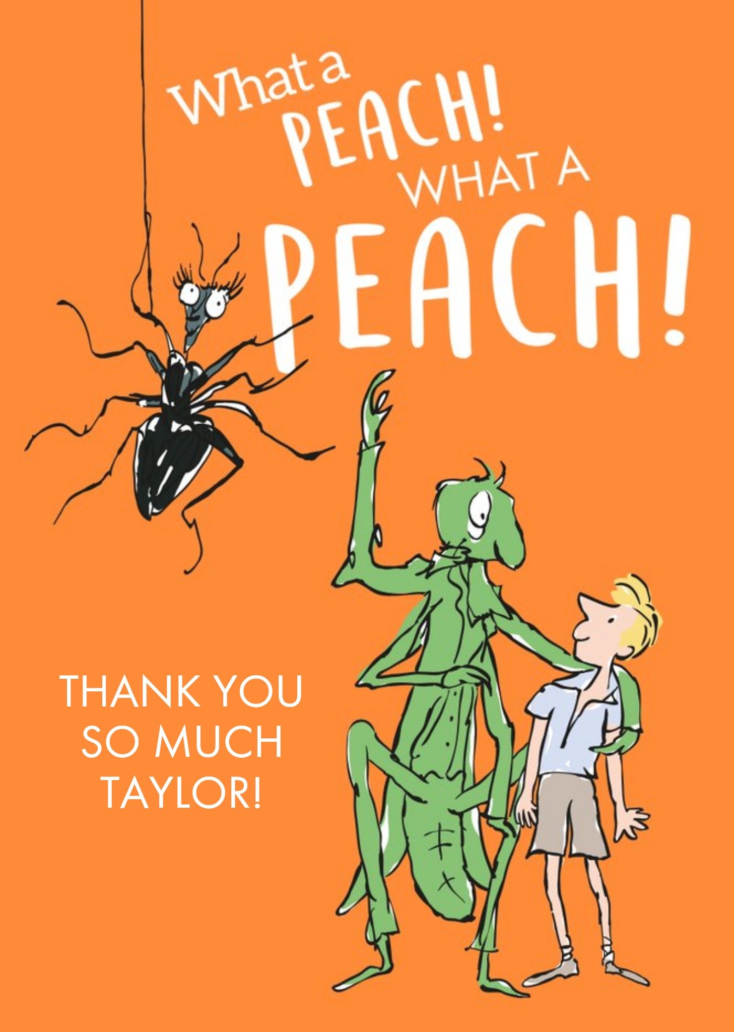 Moonpig Roald Dahl What A Peach Personalised Thank You Card, Large