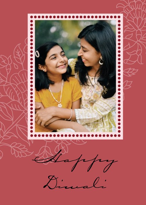 Maroon Personalised Happy Diwali Photo Upload Card